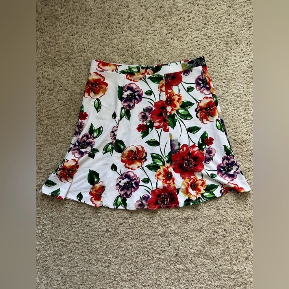 Sami & Jo Women’s Skirt Size XL Floral Midi A-line Pull On Stretch Summer Garden